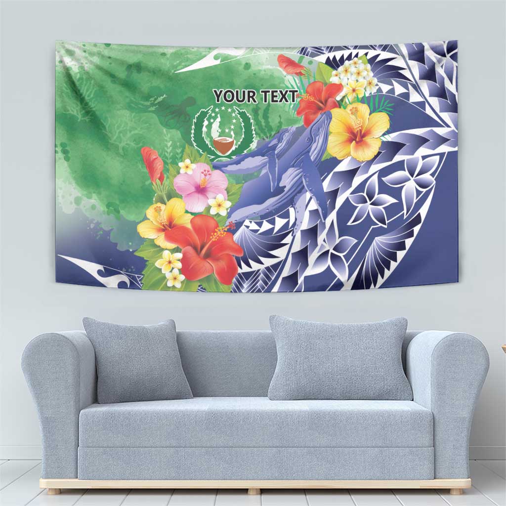Personalised Pohnpei States Humpback Whale Tapestry Polynesian Tropical Flowers LT9 - Polynesian Pride