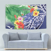 Personalised Pohnpei States Humpback Whale Tapestry Polynesian Tropical Flowers LT9 - Polynesian Pride