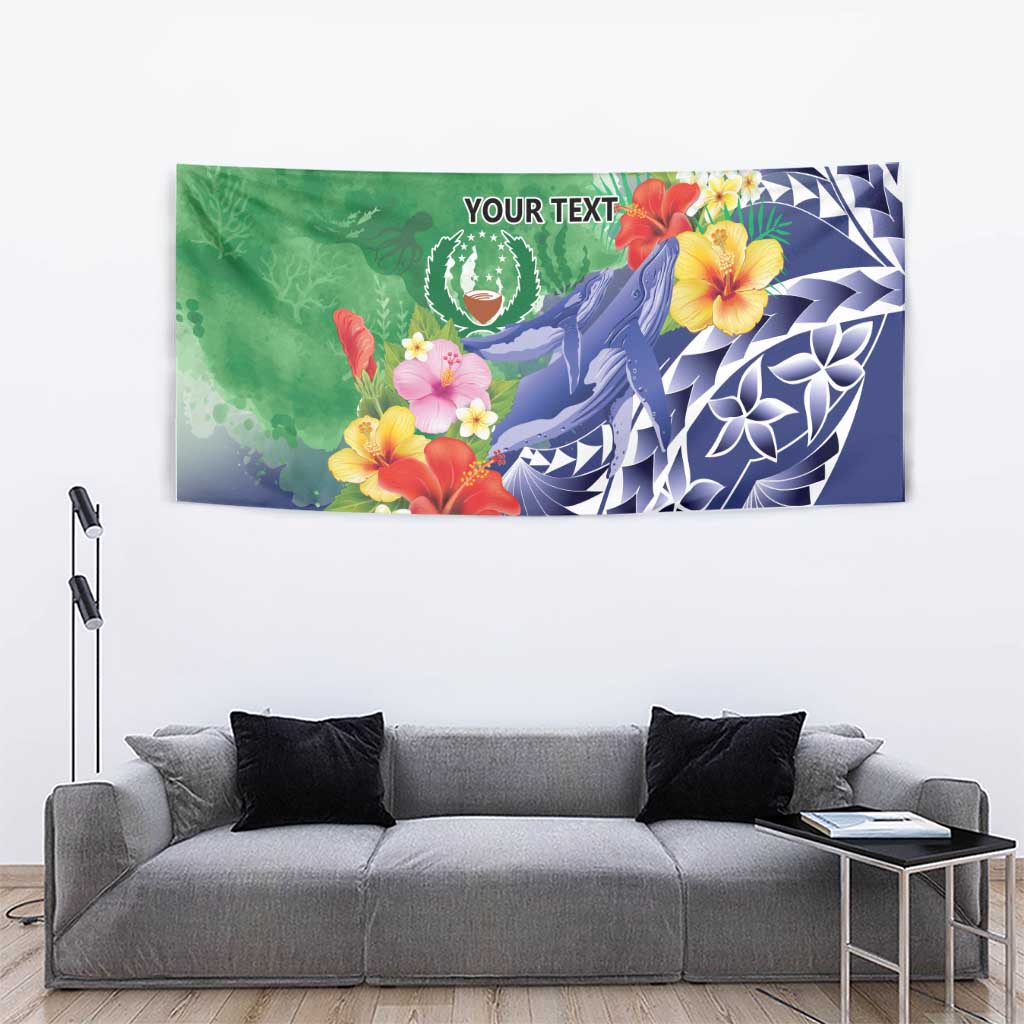 Personalised Pohnpei States Humpback Whale Tapestry Polynesian Tropical Flowers LT9 - Polynesian Pride