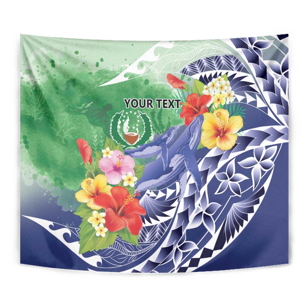 Personalised Pohnpei States Humpback Whale Tapestry Polynesian Tropical Flowers LT9 - Polynesian Pride