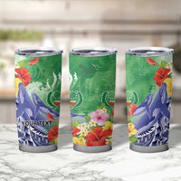 Personalised Pohnpei States Humpback Whale Tumbler Cup Polynesian Tropical Flowers LT9 - Polynesian Pride