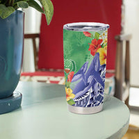 Personalised Pohnpei States Humpback Whale Tumbler Cup Polynesian Tropical Flowers LT9 - Polynesian Pride