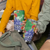 Personalised Pohnpei States Humpback Whale Tumbler Cup Polynesian Tropical Flowers LT9 - Polynesian Pride