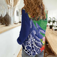 Personalised Pohnpei States Humpback Whale Women Casual Shirt Polynesian Tropical Flowers LT9 - Polynesian Pride
