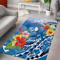 Personalised Yap States Humpback Whale Area Rug Polynesian Tropical Flowers LT9 - Polynesian Pride