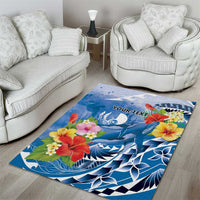 Personalised Yap States Humpback Whale Area Rug Polynesian Tropical Flowers LT9 - Polynesian Pride