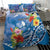 Personalised Yap States Humpback Whale Bedding Set Polynesian Tropical Flowers