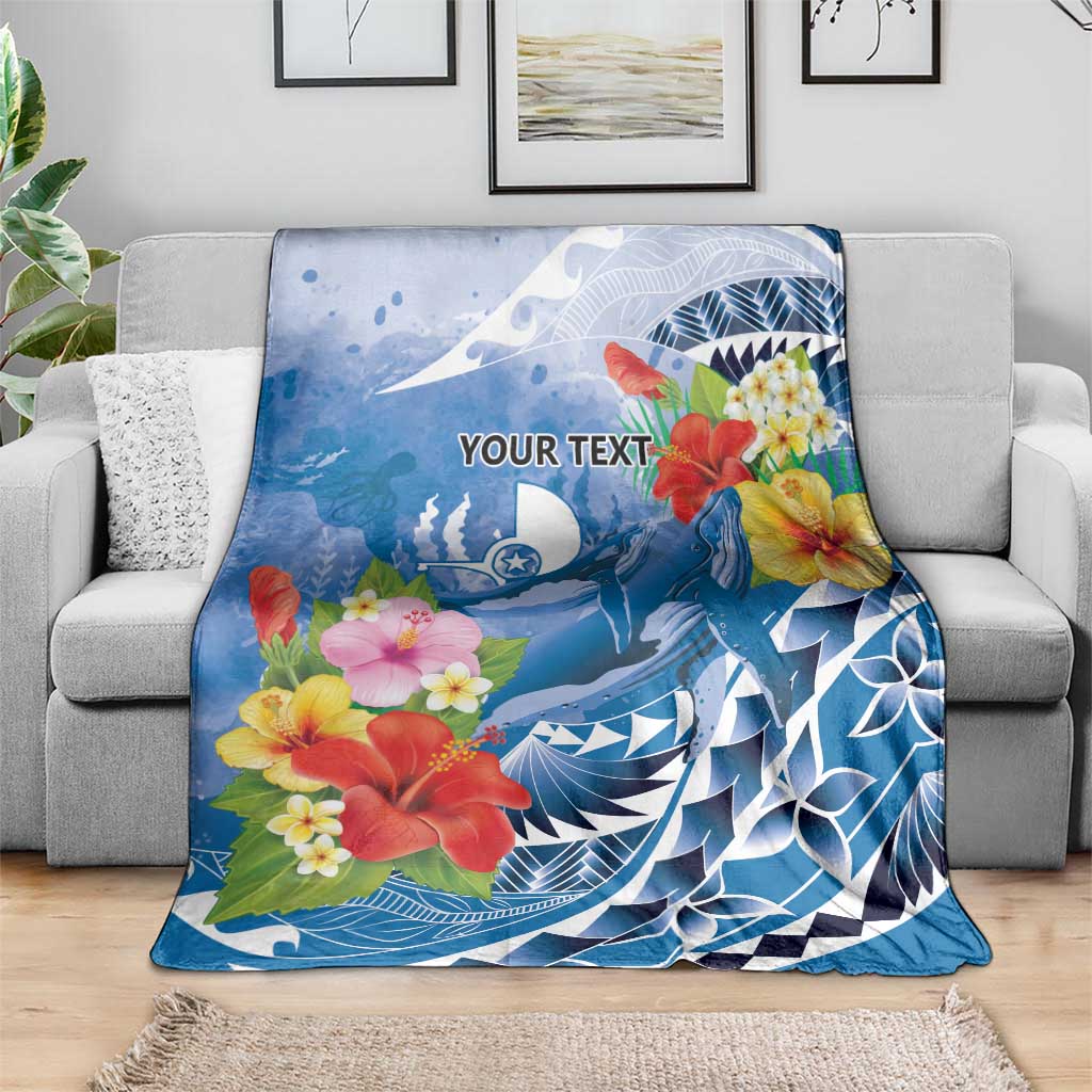 Personalised Yap States Humpback Whale Blanket Polynesian Tropical Flowers LT9 - Polynesian Pride