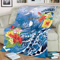 Personalised Yap States Humpback Whale Blanket Polynesian Tropical Flowers LT9 - Polynesian Pride