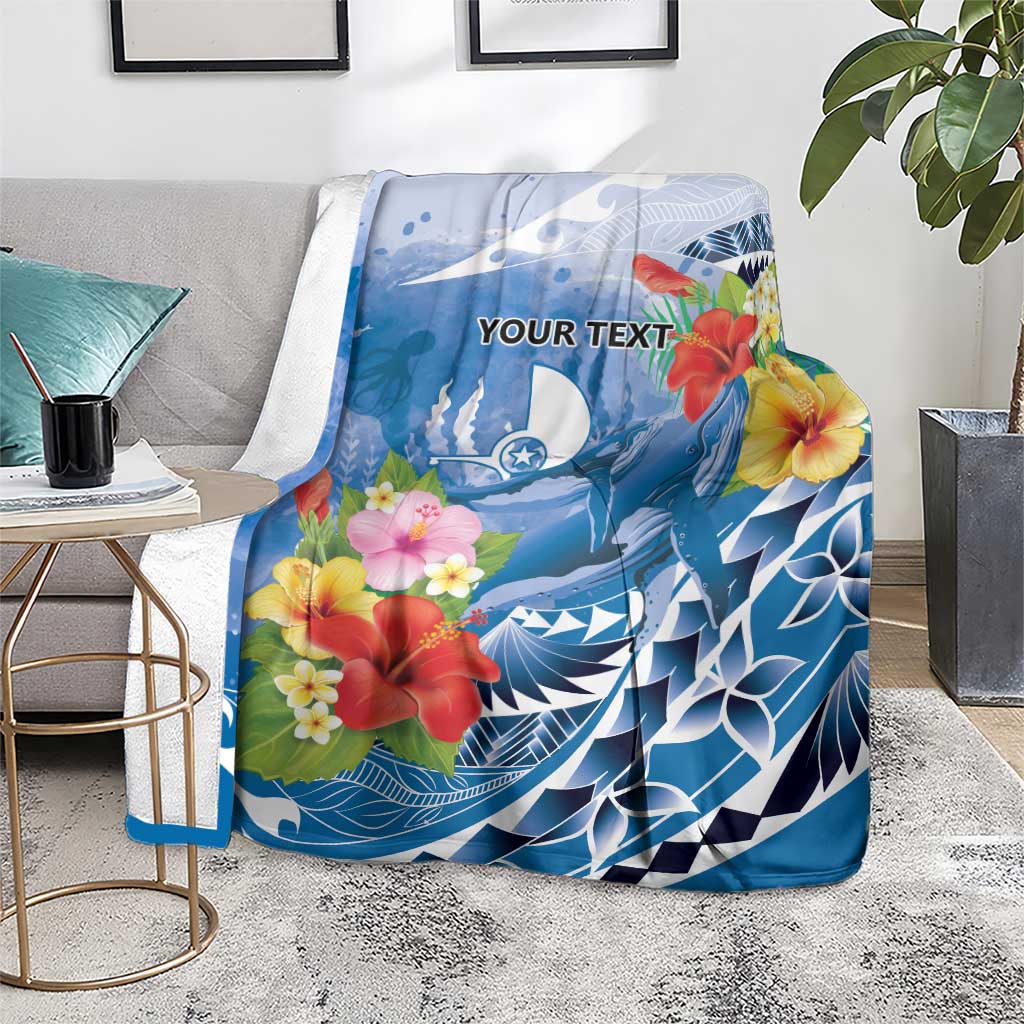 Personalised Yap States Humpback Whale Blanket Polynesian Tropical Flowers LT9 - Polynesian Pride