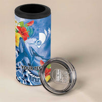 Personalised Yap States Humpback Whale 4 in 1 Can Cooler Tumbler Polynesian Tropical Flowers LT9 - Polynesian Pride