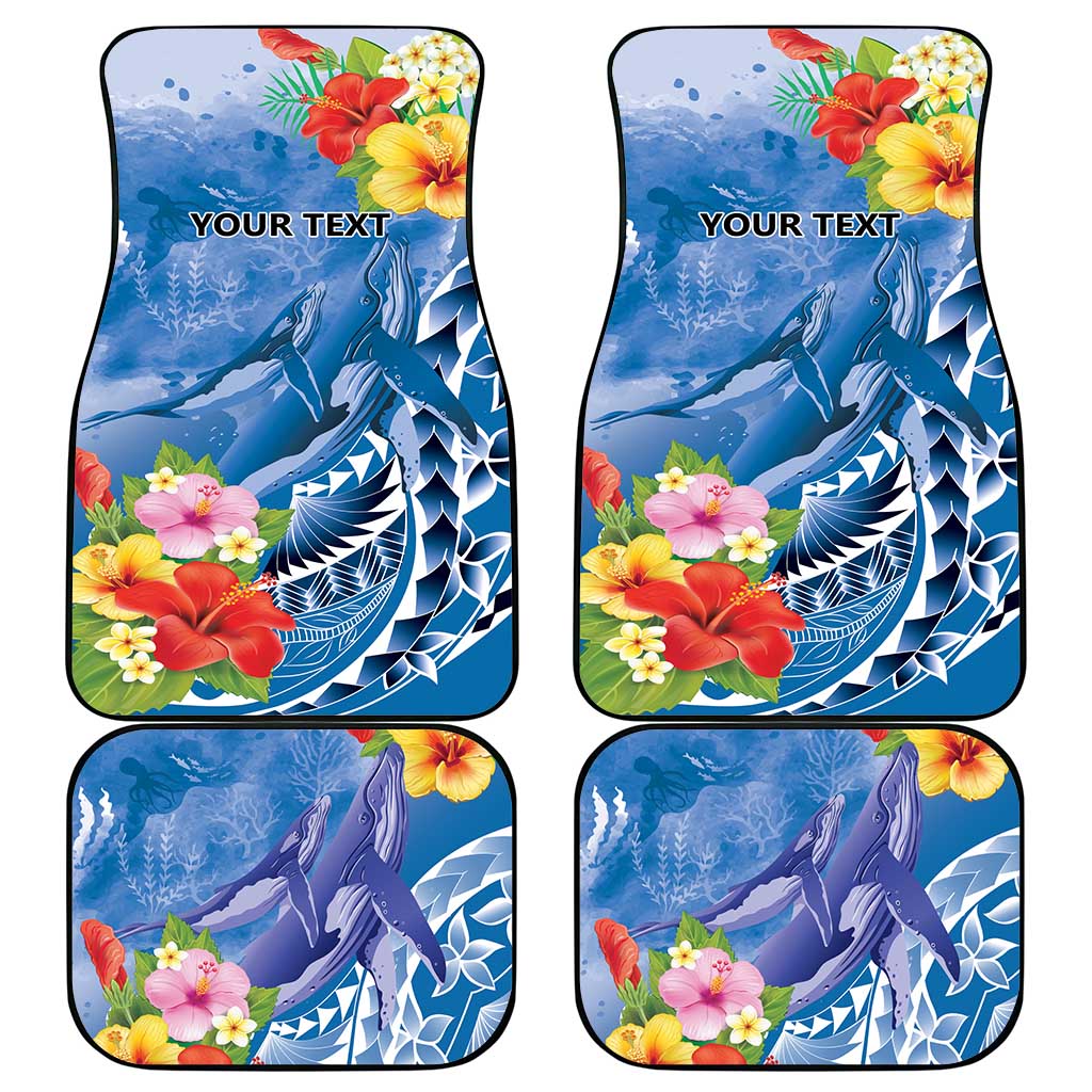 Personalised Yap States Humpback Whale Car Mats Polynesian Tropical Flowers LT9 - Polynesian Pride