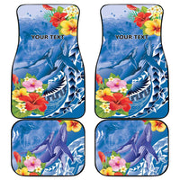 Personalised Yap States Humpback Whale Car Mats Polynesian Tropical Flowers LT9 - Polynesian Pride