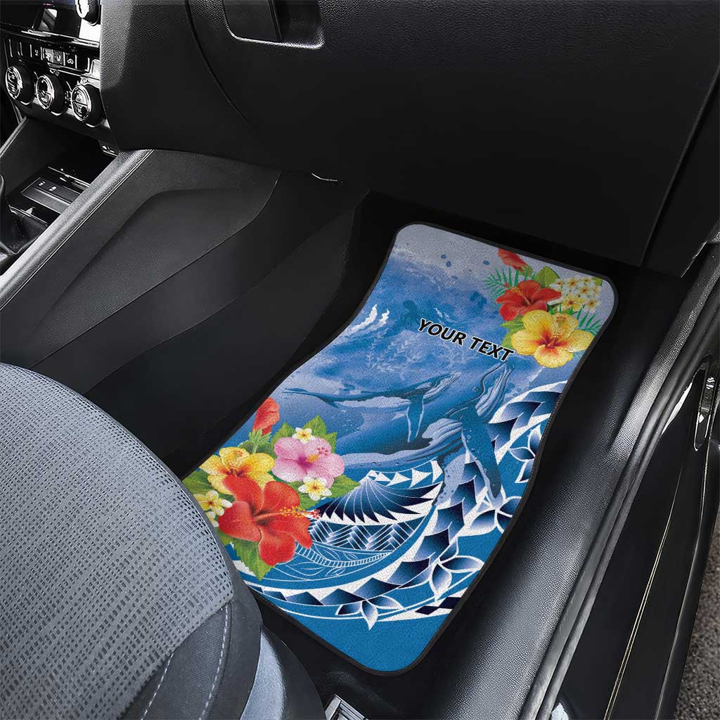 Personalised Yap States Humpback Whale Car Mats Polynesian Tropical Flowers LT9 - Polynesian Pride