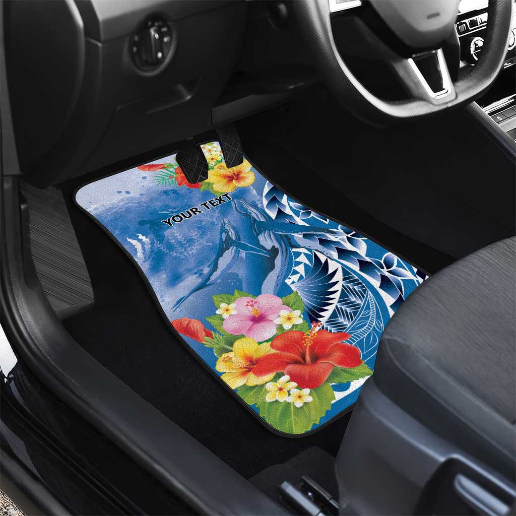 Personalised Yap States Humpback Whale Car Mats Polynesian Tropical Flowers LT9 - Polynesian Pride