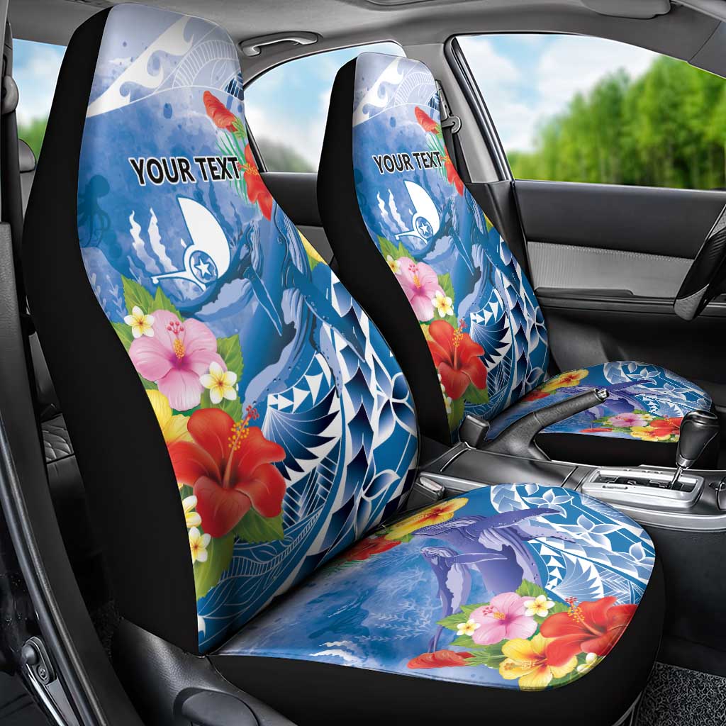 Personalised Yap States Humpback Whale Car Seat Cover Polynesian Tropical Flowers LT9 - Polynesian Pride