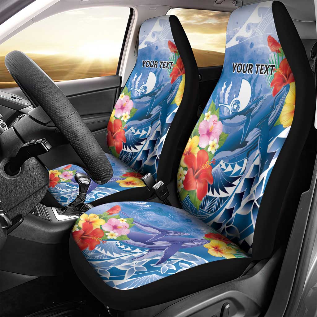 Personalised Yap States Humpback Whale Car Seat Cover Polynesian Tropical Flowers LT9 - Polynesian Pride
