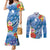 Personalised Yap States Humpback Whale Couples Matching Mermaid Dress and Long Sleeve Button Shirt Polynesian Tropical Flowers