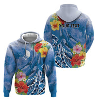 Personalised Yap States Humpback Whale Hoodie Polynesian Tropical Flowers LT9 - Polynesian Pride