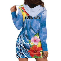 Personalised Yap States Humpback Whale Hoodie Dress Polynesian Tropical Flowers LT9 - Polynesian Pride