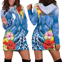 Personalised Yap States Humpback Whale Hoodie Dress Polynesian Tropical Flowers LT9 - Polynesian Pride