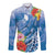 Personalised Yap States Humpback Whale Long Sleeve Button Shirt Polynesian Tropical Flowers