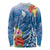 Personalised Yap States Humpback Whale Long Sleeve Shirt Polynesian Tropical Flowers