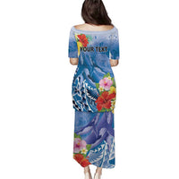 Personalised Yap States Humpback Whale Puletasi Polynesian Tropical Flowers LT9 - Polynesian Pride