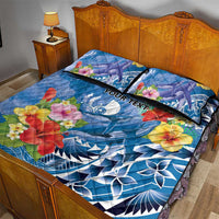 Personalised Yap States Humpback Whale Quilt Bed Set Polynesian Tropical Flowers LT9 - Polynesian Pride