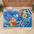 Personalised Yap States Humpback Whale Rubber Doormat Polynesian Tropical Flowers