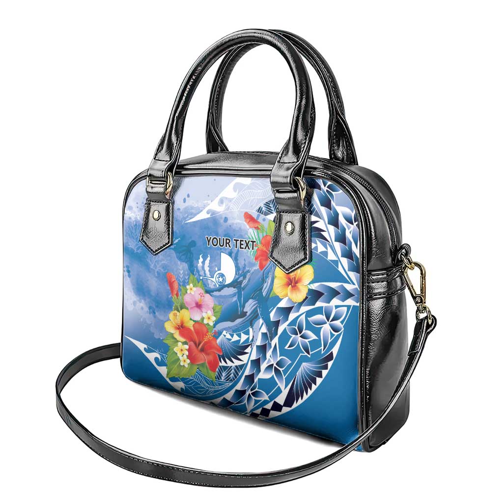 Personalised Yap States Humpback Whale Shoulder Handbag Polynesian Tropical Flowers LT9 - Polynesian Pride