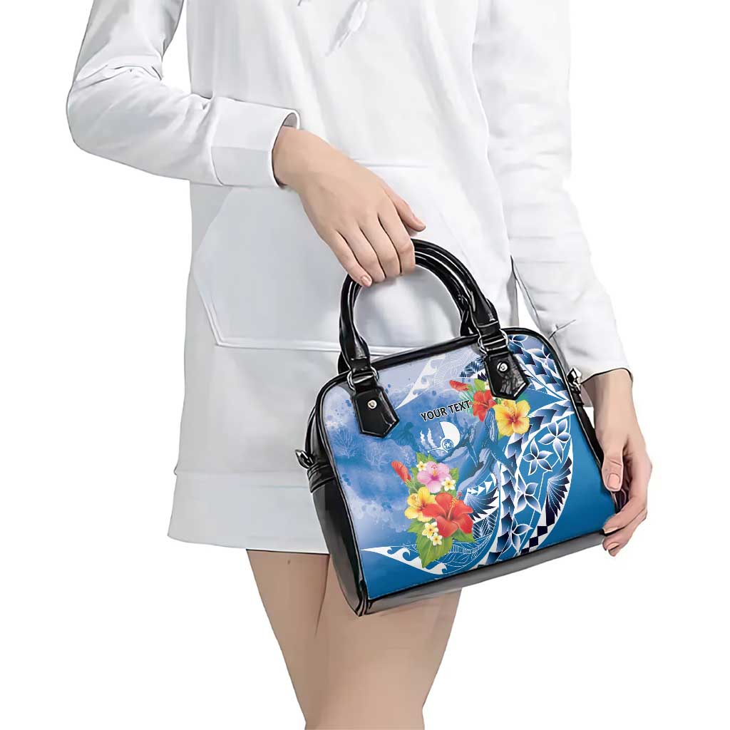 Personalised Yap States Humpback Whale Shoulder Handbag Polynesian Tropical Flowers LT9 - Polynesian Pride