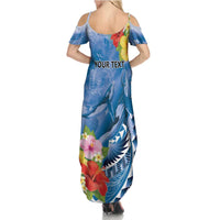 Personalised Yap States Humpback Whale Summer Maxi Dress Polynesian Tropical Flowers LT9 - Polynesian Pride