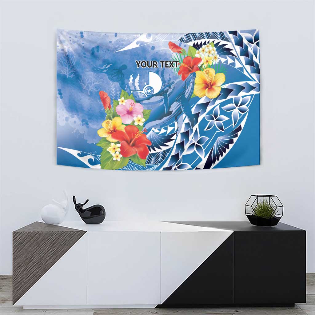 Personalised Yap States Humpback Whale Tapestry Polynesian Tropical Flowers LT9 - Polynesian Pride