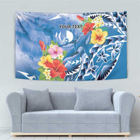 Personalised Yap States Humpback Whale Tapestry Polynesian Tropical Flowers LT9 - Polynesian Pride
