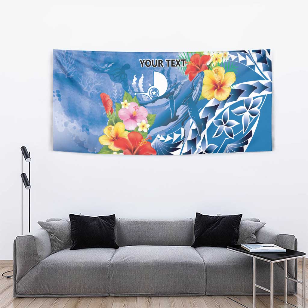 Personalised Yap States Humpback Whale Tapestry Polynesian Tropical Flowers LT9 - Polynesian Pride