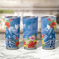 Personalised Yap States Humpback Whale Tumbler Cup Polynesian Tropical Flowers LT9 - Polynesian Pride