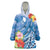 Personalised Yap States Humpback Whale Wearable Blanket Hoodie Polynesian Tropical Flowers