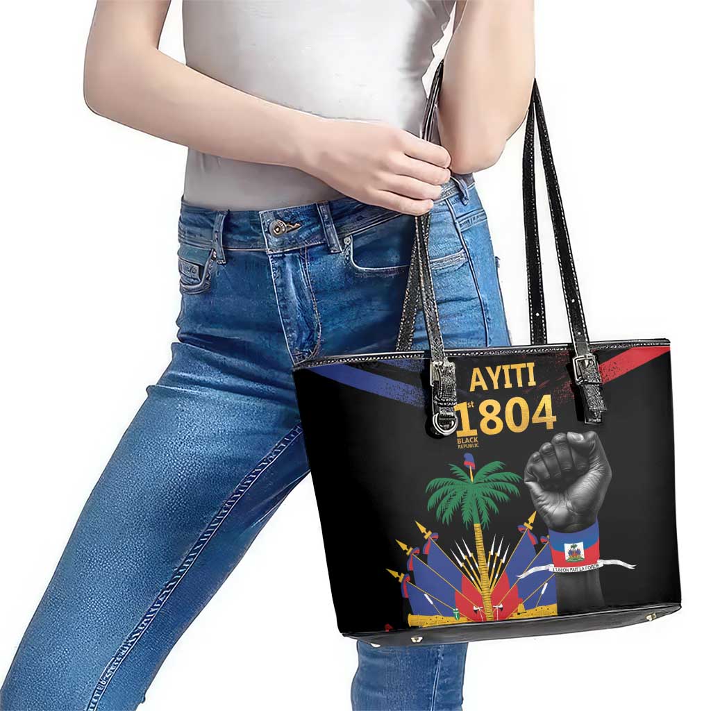 Haiti Independence Day Leather Tote Bag The First Black Republic Since 1804 LT9 - Polynesian Pride