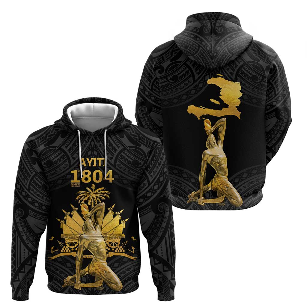 Haitian Negre Marron 1804 Hoodie Black Polynesian Pattern LT9 - Polynesian Pride