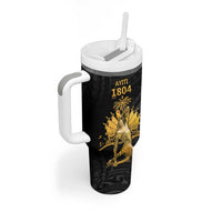 Haitian Negre Marron 1804 Tumbler With Handle Black Polynesian Pattern LT9 - Polynesian Pride