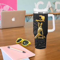 Haitian Negre Marron 1804 Tumbler With Handle Black Polynesian Pattern LT9 - Polynesian Pride