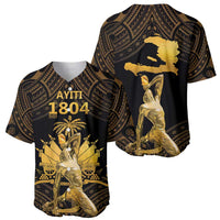 Haitian Negre Marron 1804 Baseball Jersey Gold Polynesian Pattern LT9 - Polynesian Pride