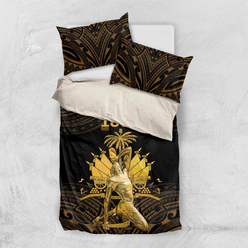Haitian Negre Marron 1804 Bedding Set Gold Polynesian Pattern LT9 US Twin 172cm x 218cm Gold - Polynesian Pride