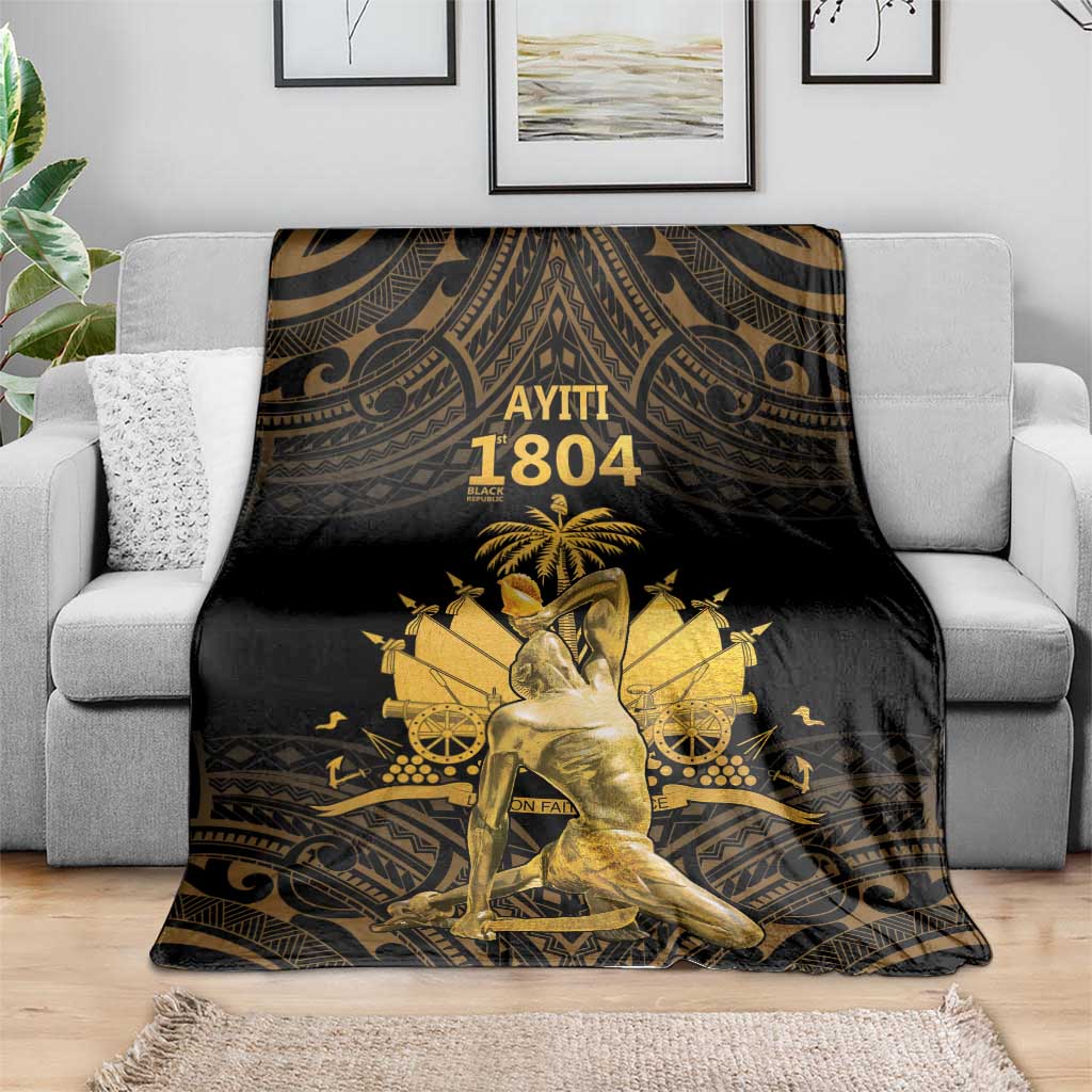 Haitian Negre Marron 1804 Blanket Gold Polynesian Pattern LT9 - Polynesian Pride