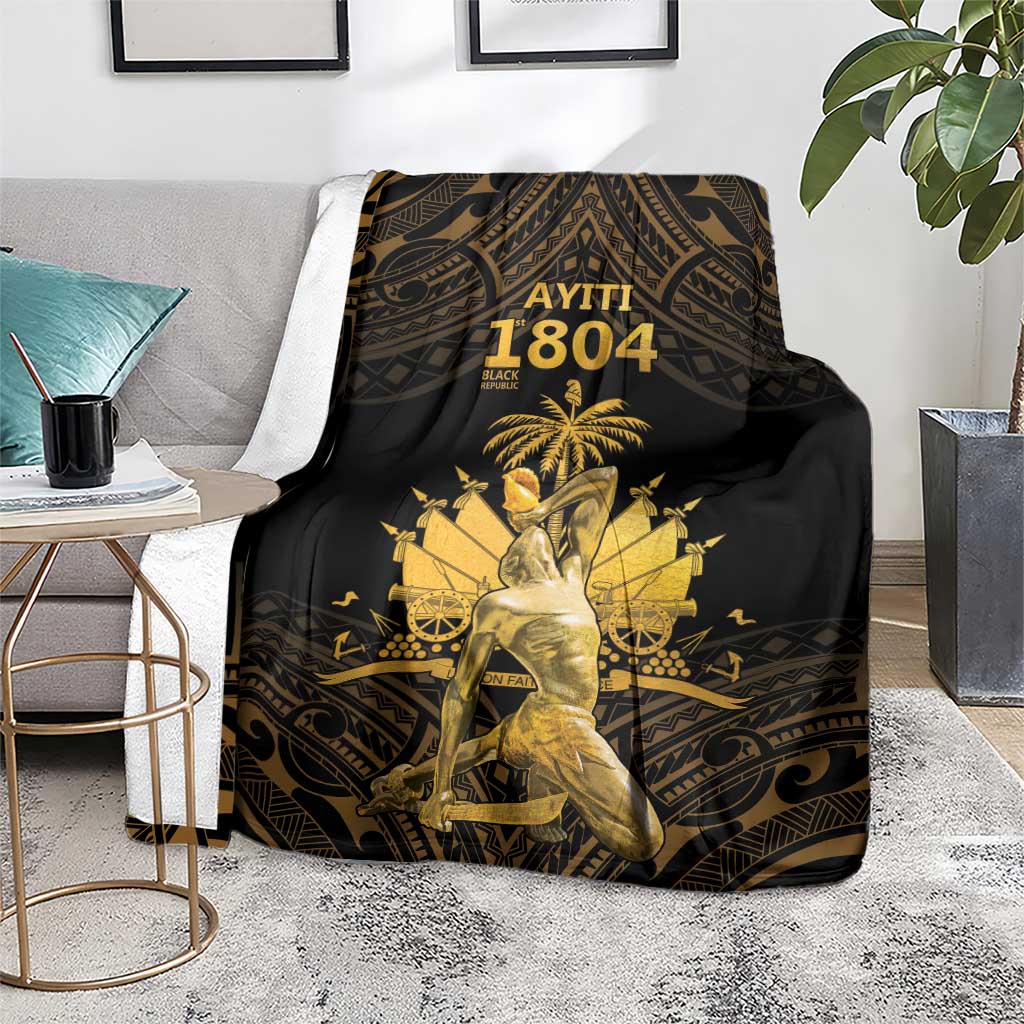 Haitian Negre Marron 1804 Blanket Gold Polynesian Pattern LT9 - Polynesian Pride