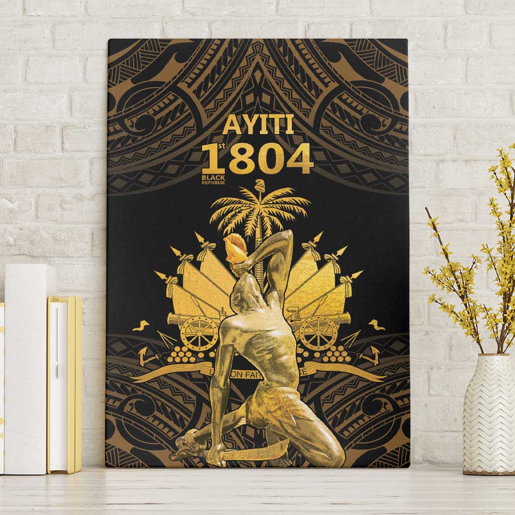 Haitian Negre Marron 1804 Canvas Wall Art Gold Polynesian Pattern LT9 Without Frame Gold - Polynesian Pride