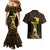 Haitian Negre Marron 1804 Couples Matching Mermaid Dress and Hawaiian Shirt Gold Polynesian Pattern