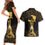 Haitian Negre Marron 1804 Couples Matching Short Sleeve Bodycon Dress and Hawaiian Shirt Gold Polynesian Pattern