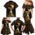 Haitian Negre Marron 1804 Family Matching Mermaid Dress and Hawaiian Shirt Gold Polynesian Pattern